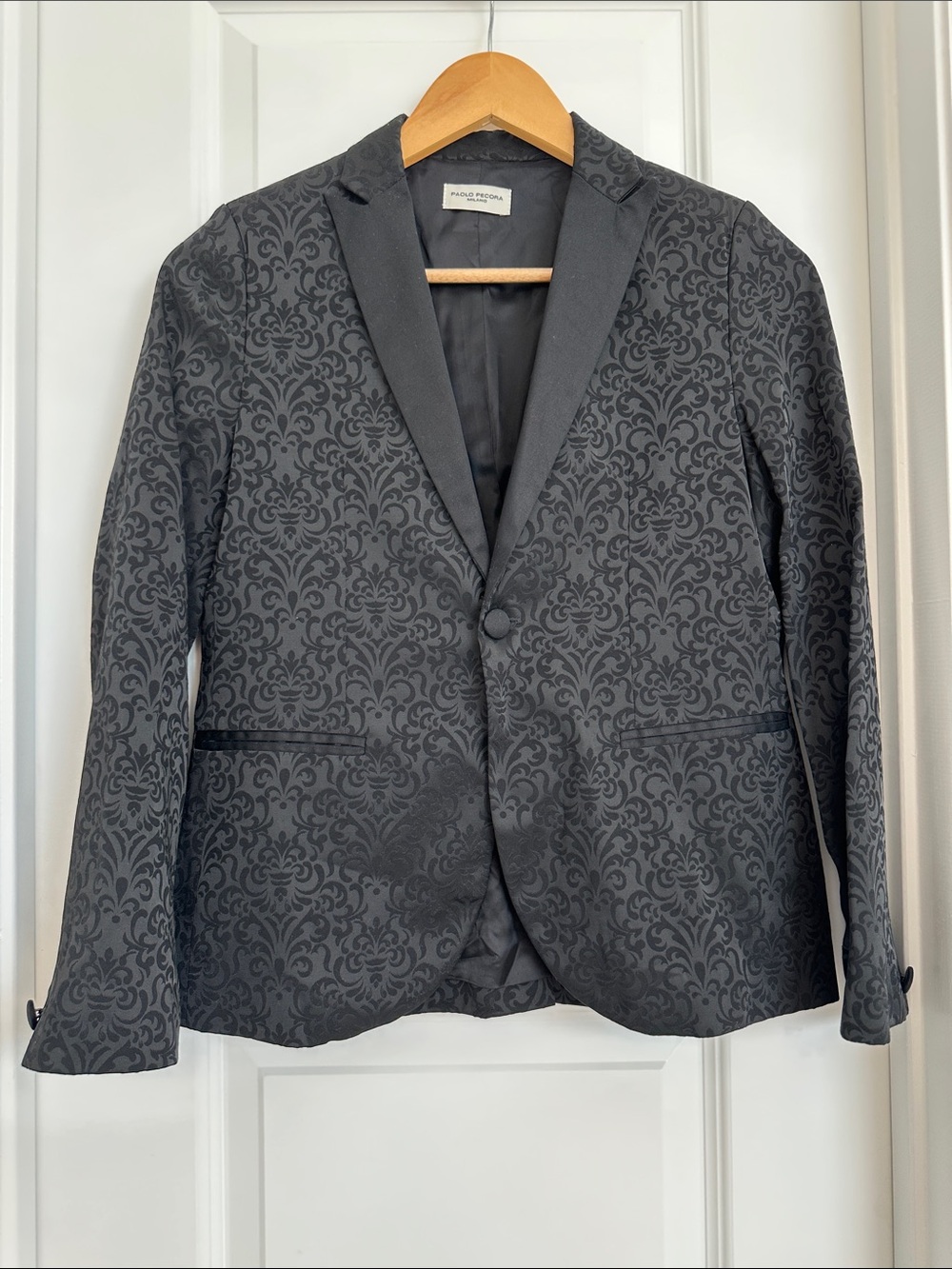 Paolo Pecora Dark Gray Damask Jacquard Blazer
